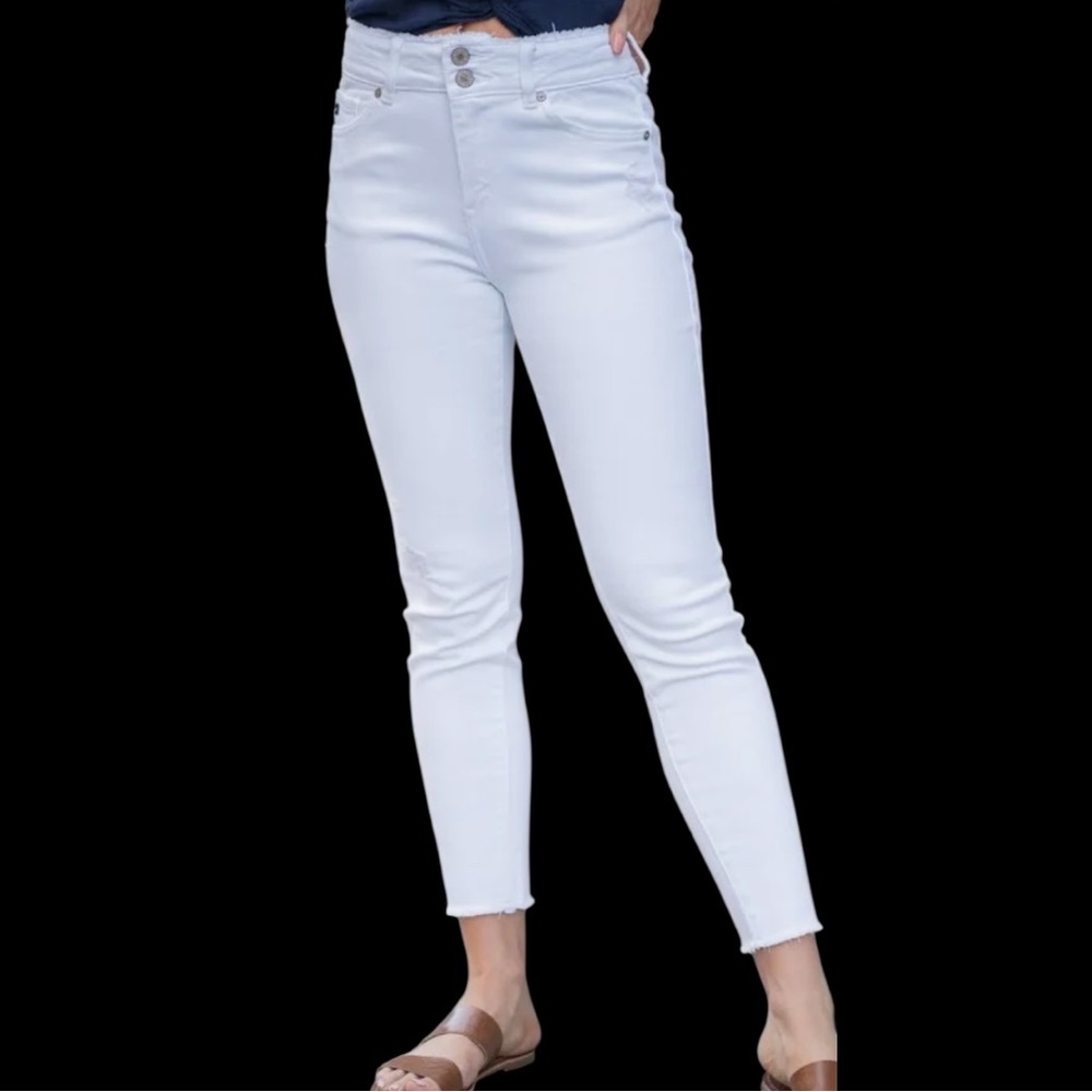 KanCan Juniors White Distressed Skinny Jeans